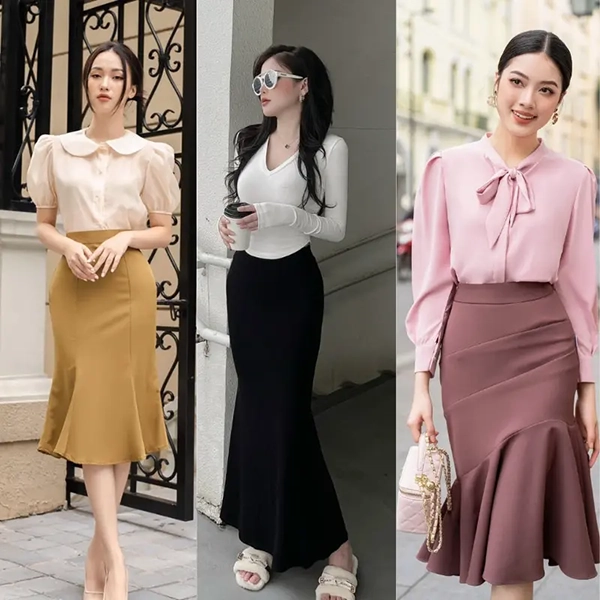 chân váy đuôi cá công sở