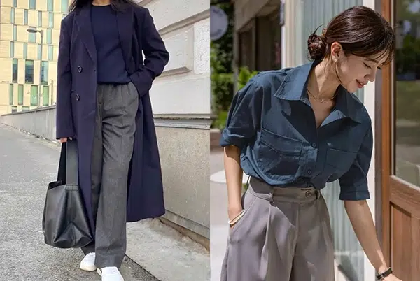 Màu xám phối với xanh navy