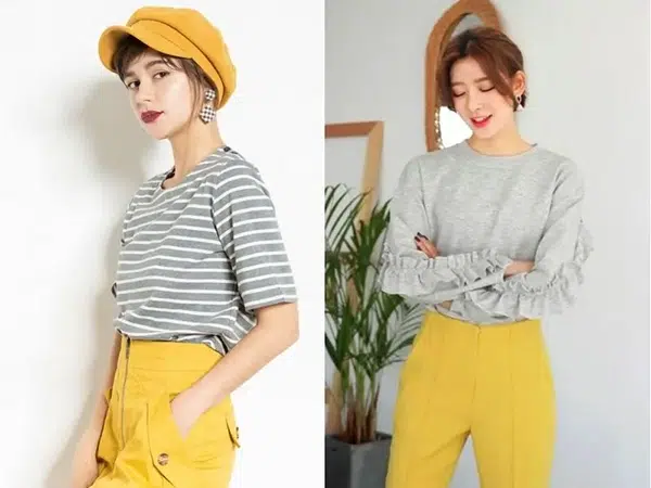 Màu xám phối với màu vàng
