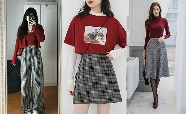 Màu xám phối với màu đỏ đô