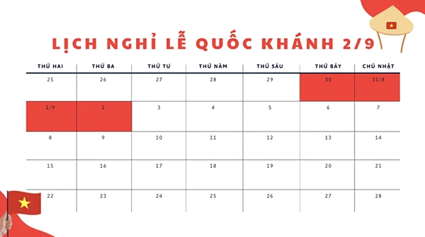 Lịch nghỉ lễ 2/9