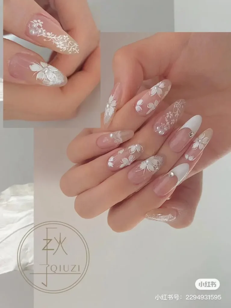Mẫu nail đơn giản cho cô dâu