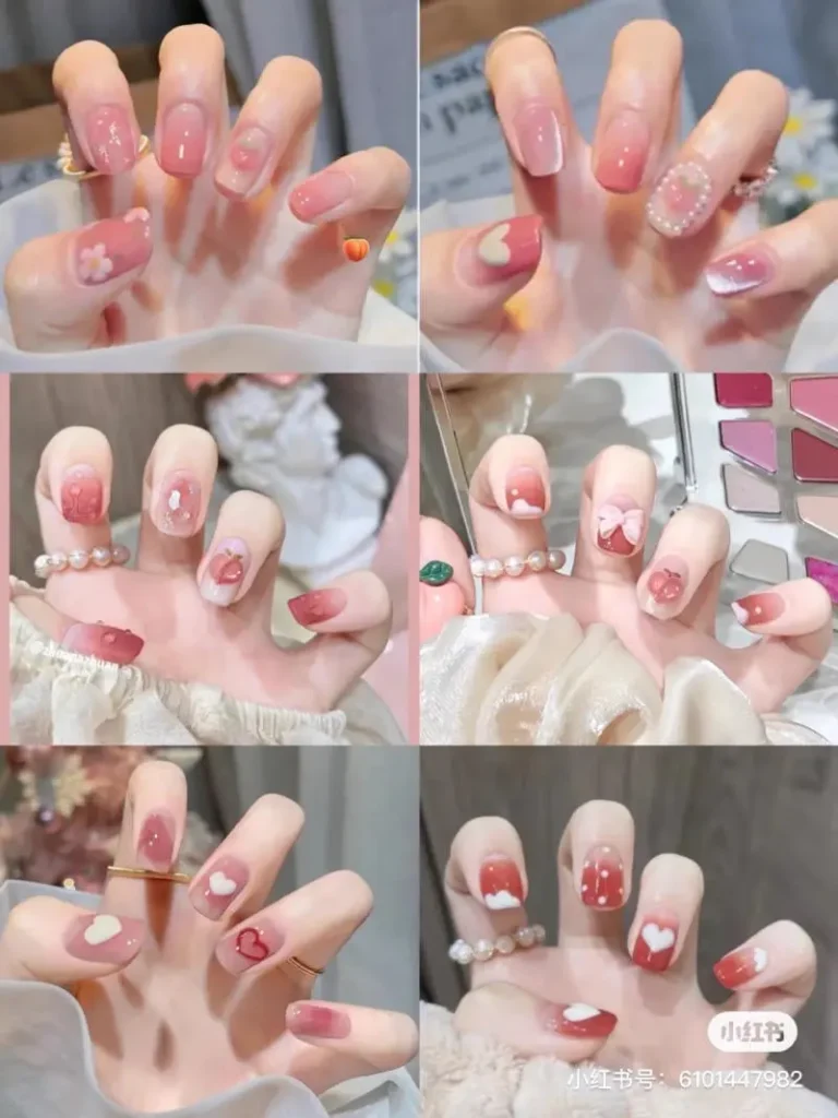 Mẫu nail tay xinh xắn màu hồng