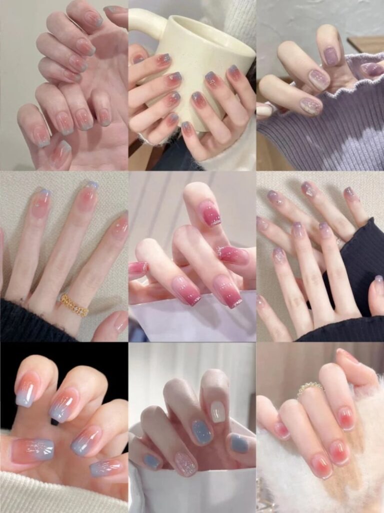Mẫu nail tối giản ombre