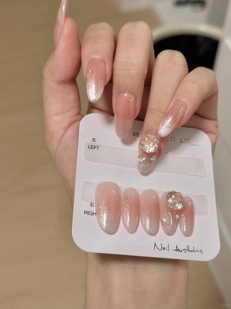Mẫu nail hồng thạch đẹp 6