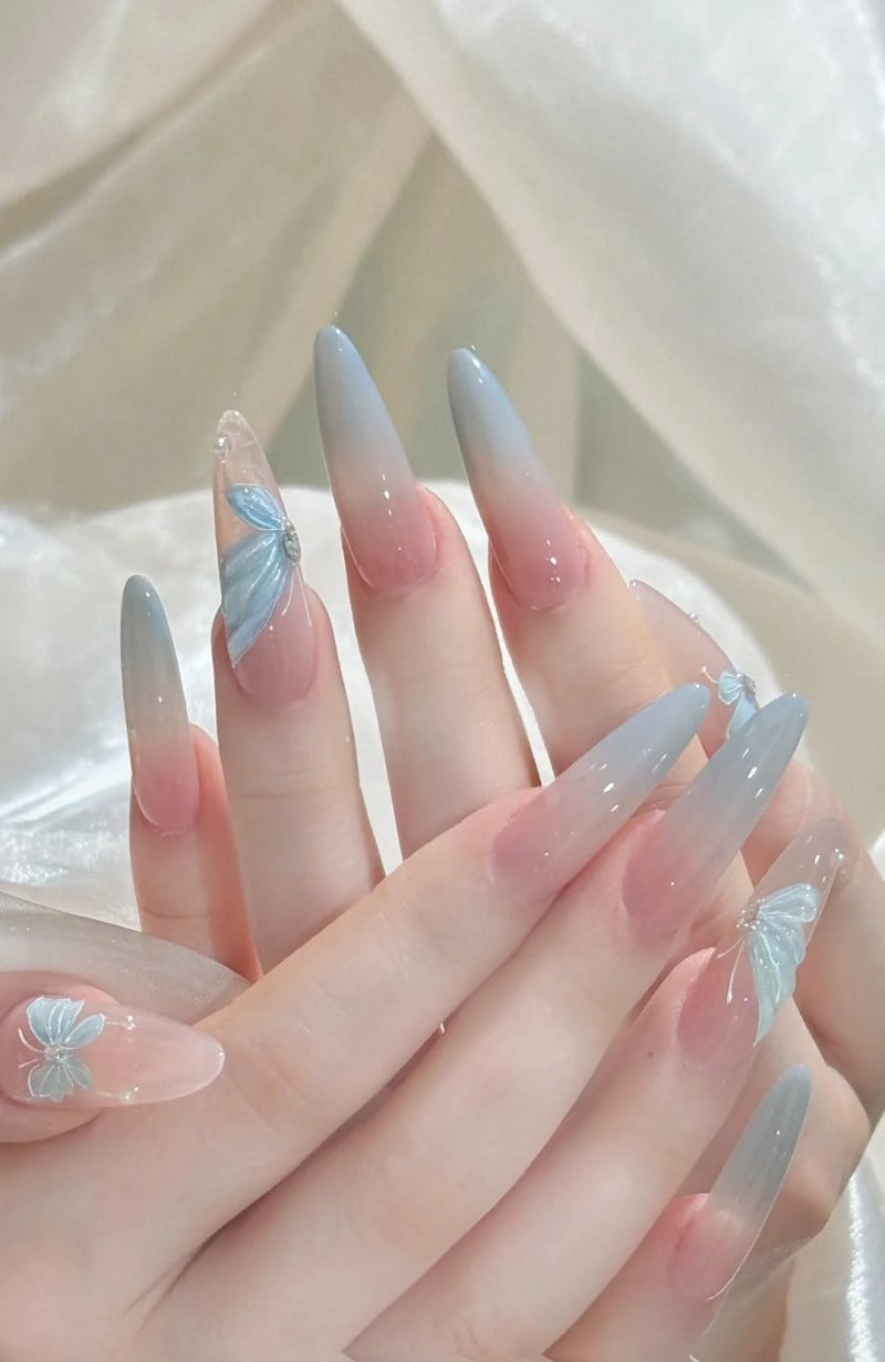 Bộ nail hồng thạch đính đá dành cho dịp đặc biệt